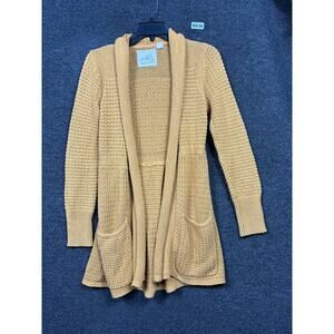 Angel Of The North Knitted Open Front Cardigan Sweater Size M Mustard Yellow